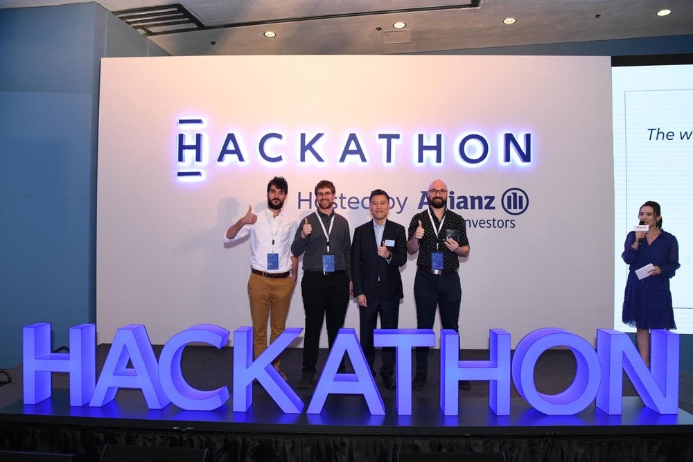 Picture of the announcement of the start of the 48-hours AllianzGI Hackathon in Hong Kong