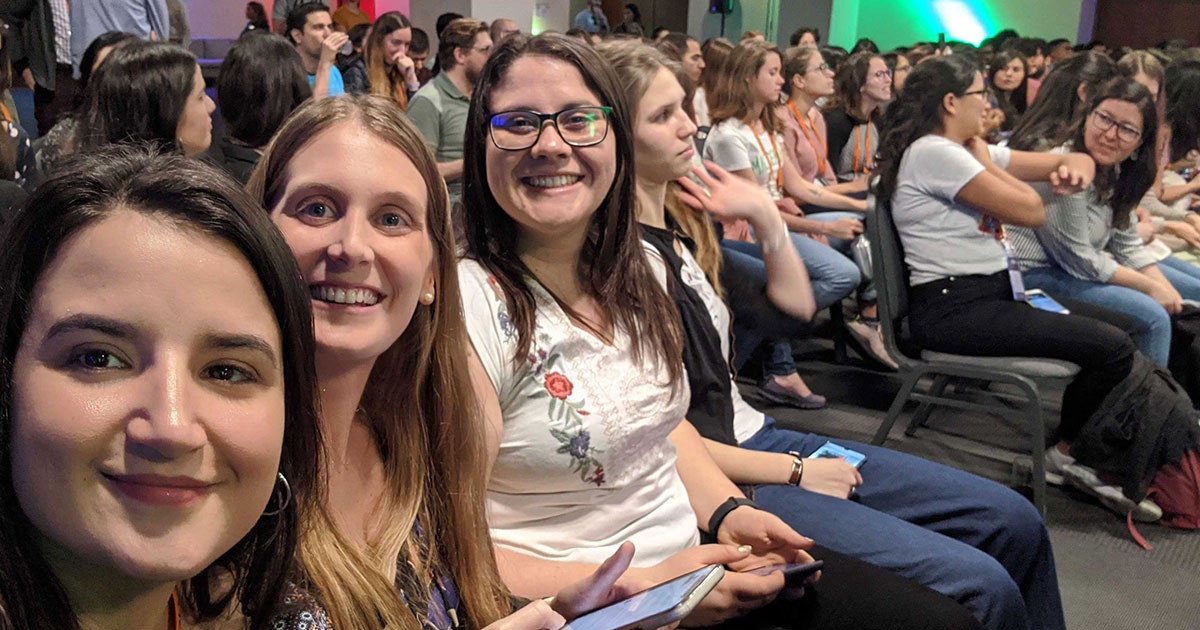 Jennifer, Maia and Soledad from our team at the Women in AI event.