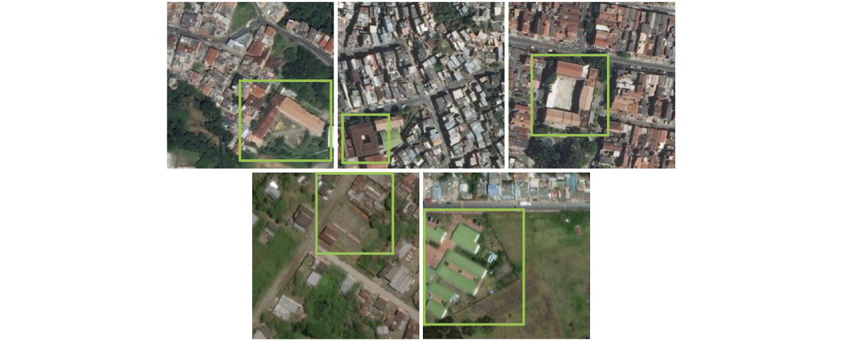 Schools observed in satellite images.