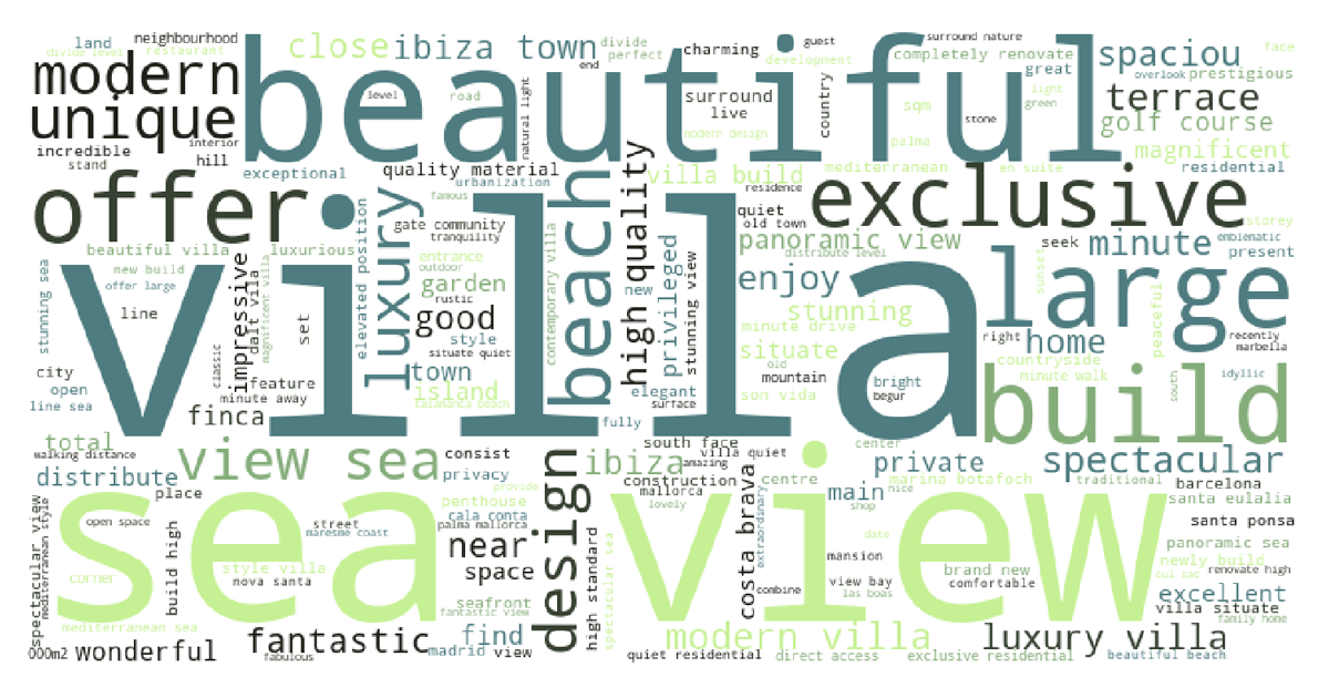 Word cloud for expensive properties