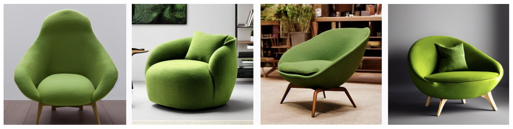Four alternatives of armchairs generated locally in Tryolabs’ hardware.