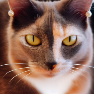 A cat with earrings