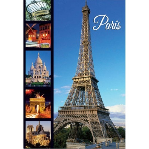 Postcard of tourist attractions in Paris
